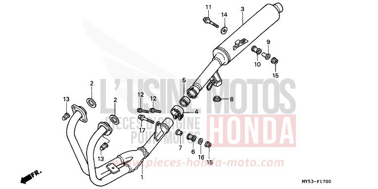 ABGAS-SCHALLDAEMPFER von CB1300 Super Bold'or ABS SCHWARZ (NH1) von 1994